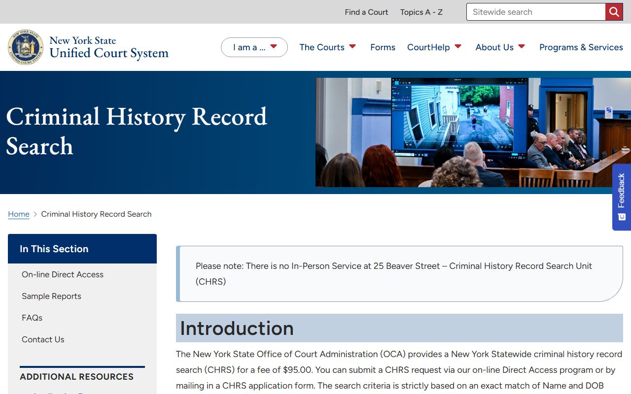 Saratoga County court records after arrest CHRS statewide search